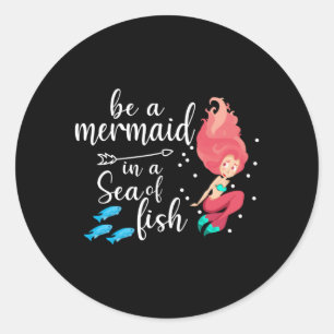 Sticker Rond Mermaid Mermaids Girl Sea Funny Birthday Gift Idea
