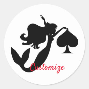 Sticker Rond Mermaid noir Silhouette Thunder_Cove