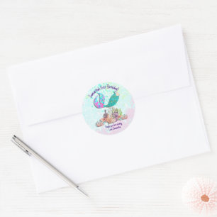 Sticker Rond Mermaid Queue sous la mer Anniversaire en faveur