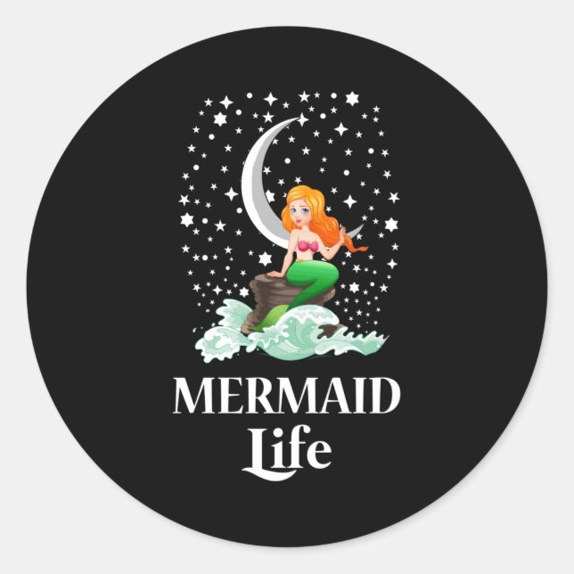 Sticker Rond Mermaid Sea Mermaids Girl Funny Birthday Gift Idea (Devant)