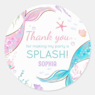 Sticker Rond Mermaid Tail fête d'anniversaire