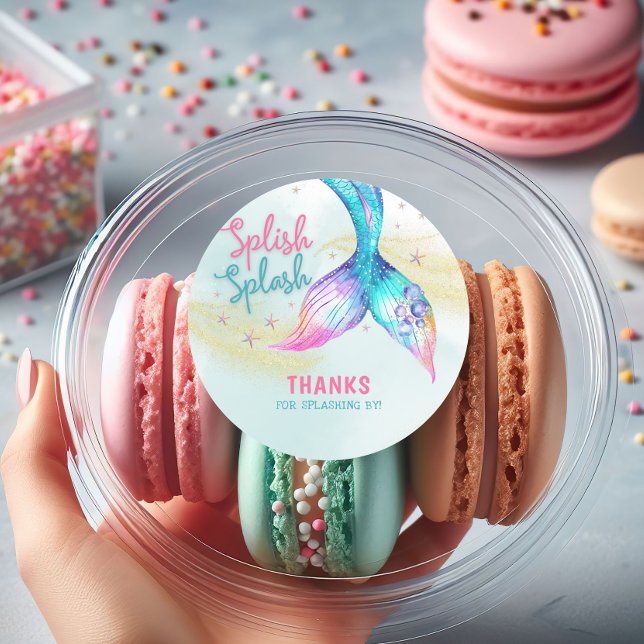 Sticker Rond Mermaid Tail Glitter Splish Splash Thank you (Créateur téléchargé)