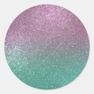 Sticker Rond Mermaid vert rose Parties scintillant étincelante 