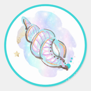 Sticker Rond Mermaid Whimsical Sous La Fête D'Anniversaire De L