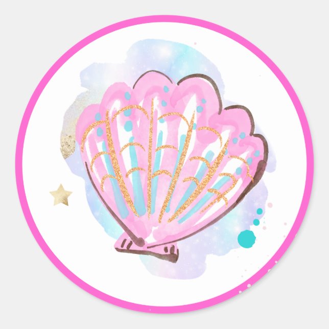 Sticker Rond Mermaid Whimsical Sous La Fête D'Anniversaire De L (Devant)