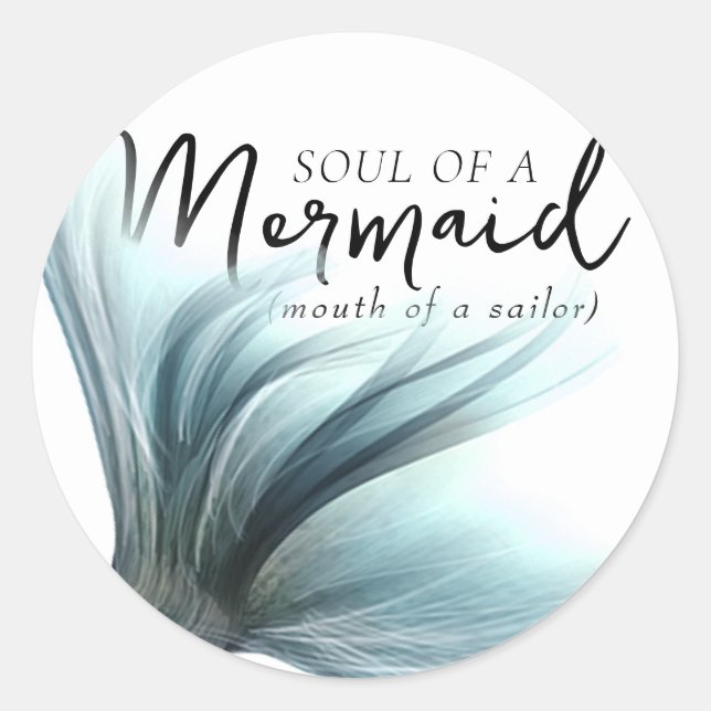 Sticker Rond #MermaidLife Soul de sirène à la bouche de la voil (Devant)