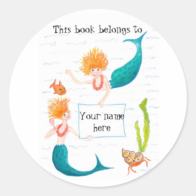 Sticker Rond Mermaids Bookplaques (Devant)