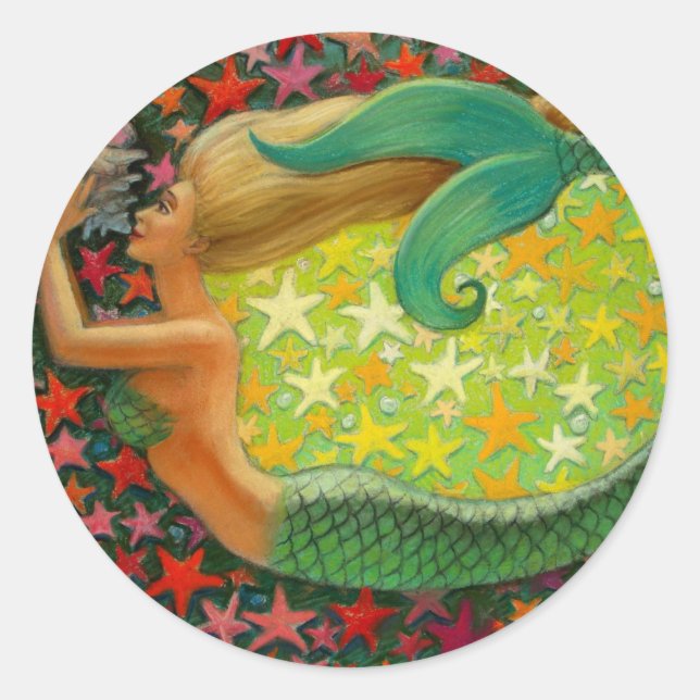 Sticker Rond Mermaid's Circle Imaginaire Mermaid Art (Devant)