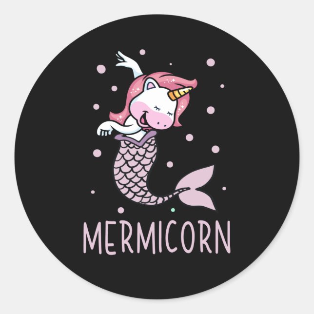 Sticker Rond Mermicorn Unicorn Mermaid Mythique Créature (Devant)