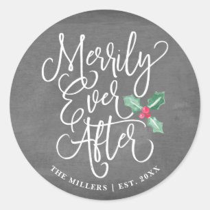 Sticker Rond Merrily Jamais Après Des Vacances Mariages   Gris