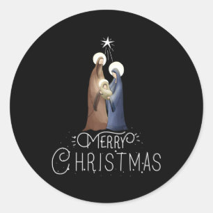 Sticker Rond Merry Advent Nativité Scène North Star
