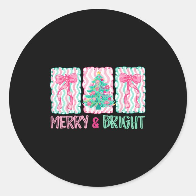 Sticker Rond Merry &amp; Bright Coquette Préparatoire Noeud Xma (Devant)