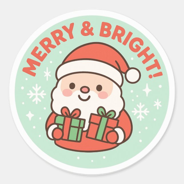 Sticker Rond merry and bright (Devant)