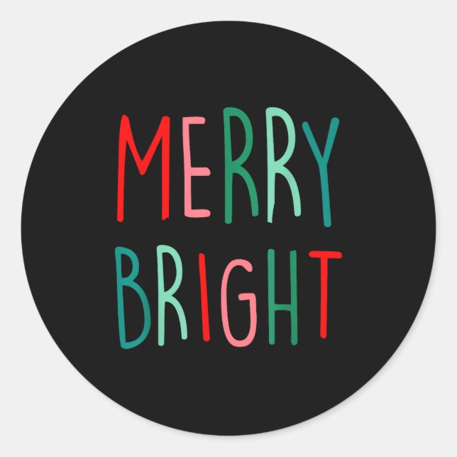 Sticker Rond Merry And Bright Christmas Women Girls Kids Toddle (Devant)