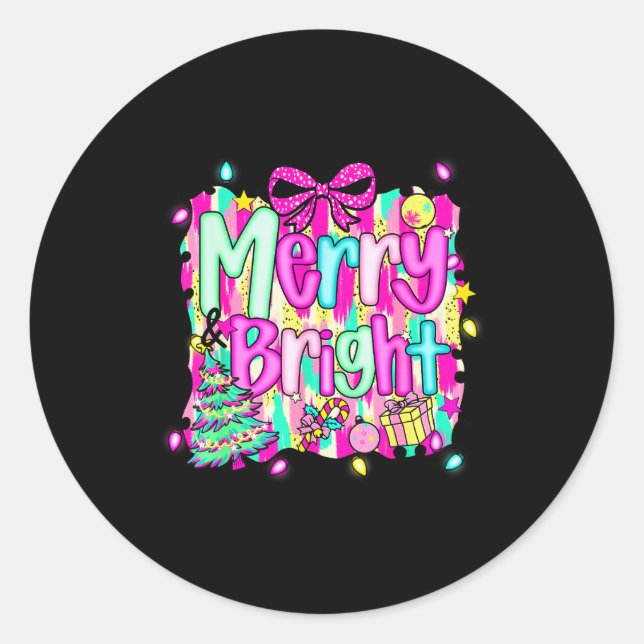 Sticker Rond Merry And Bright Shirt Cute Christmas Holiday Men  (Devant)