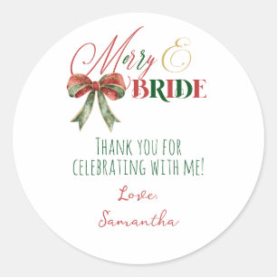 Sticker Rond Merry & Bride Hiver Noël Mariée Enterrement de Vie