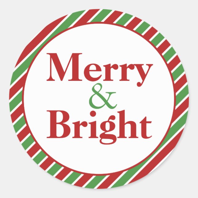 Sticker Rond Merry & Bright Christmas Enveloppe Phoques (Devant)