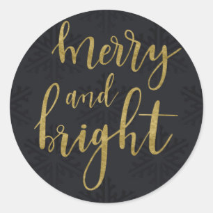 Sticker Rond MERRY & BRILLANTES Flammes de neige noires d'hiver