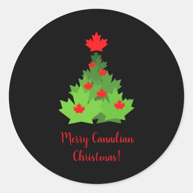 Sticker Rond Merry Canadian Maple Leaf Flag Christmas  (Devant)