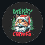 Sticker Rond Merry Catmas Funky Christmas Duck Lover<br><div class="desc">Merry Catmas Funky Christmas Duck Lover</div>