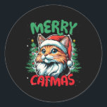 Sticker Rond Merry Catmas Funky Christmas Duck Lover<br><div class="desc">Merry Catmas Funky Christmas Duck Lover</div>