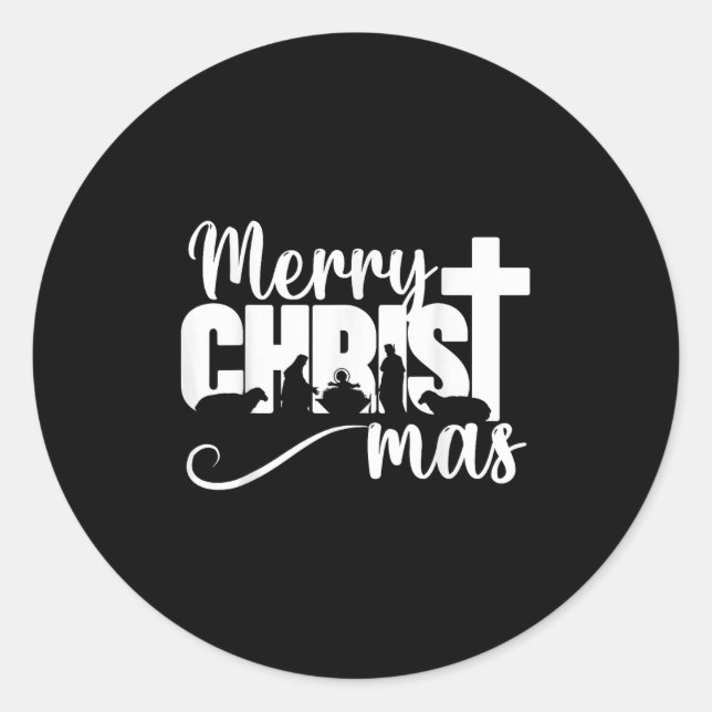 Sticker Rond Merry Christ Mas Christian Christmas Jesus Christm (Devant)