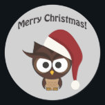 Sticker Rond Merry Christmas<br><div class="desc">Angry Owl begrudgingly wishes you a Merry Christmas !</div>