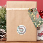 Sticker Rond MERRY CHRISTmas<br><div class="desc">Un beau rappel que Jésus Christ est la raison de la célébration de Noël pour tous ceux qui croient! Ces autocollants ronds festifs représentent une couronne de Noël combinée à la couronne d'épines du Christ comme un rappel de pourquoi la Parole de Dieu est devenue chair pour habiter parmi nous...</div>