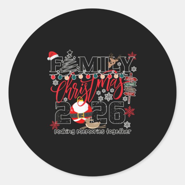 Sticker Rond Merry Christmas 2026 Women, Men Shirt  (Devant)