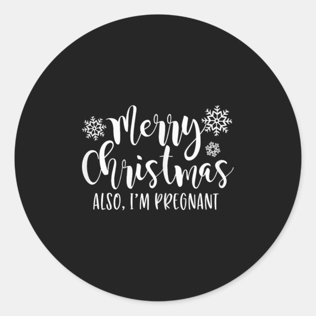 Sticker Rond Merry Christmas Also Im Pregnant Holiday Baby Anno (Devant)