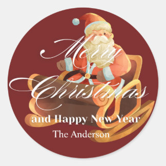 Sticker Rond merry christmas and happy new year Classic Round