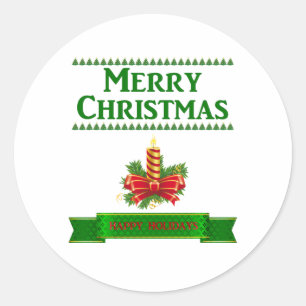 Sticker Rond Merry Christmas Candle (grn/rouge)