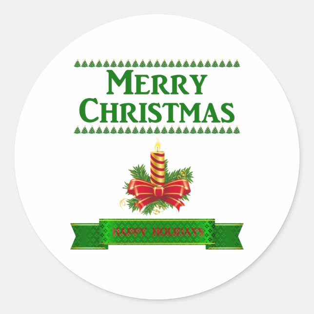 Sticker Rond Merry Christmas Candle (grn/rouge) (Devant)