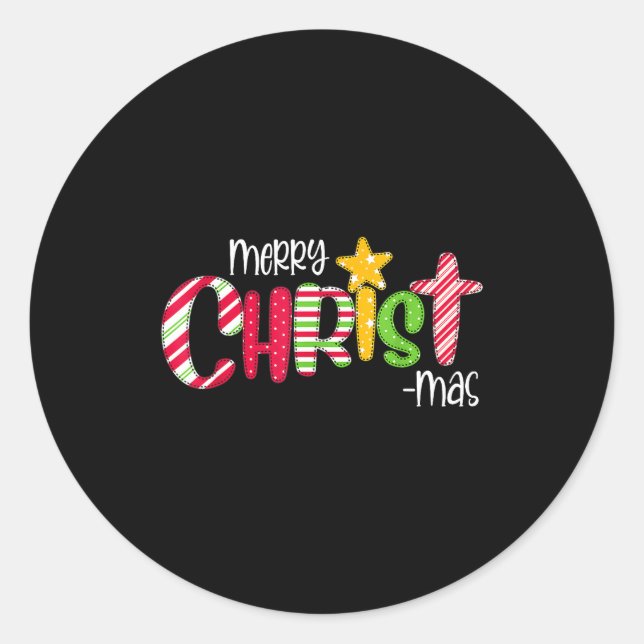 Sticker Rond Merry Christmas Candy Cane Christ Holiday Faith  (Devant)