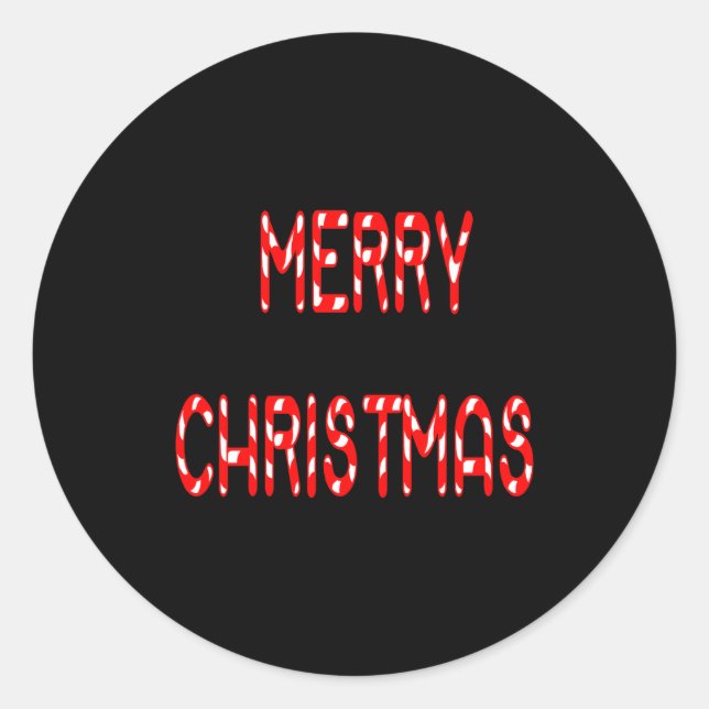 Sticker Rond Merry Christmas Candy Cane Font Girls Boys  (Devant)