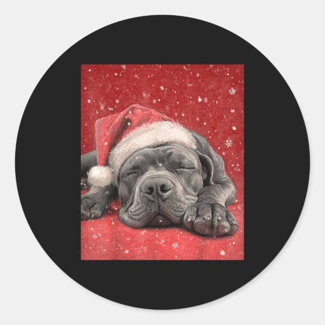 Sticker Rond Merry Christmas Cane Corso  (Devant)