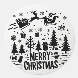 Sticker Rond MERRY CHRISTMAS clip art