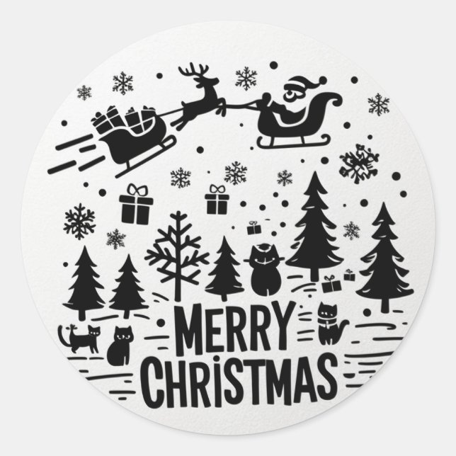 Sticker Rond MERRY CHRISTMAS clip art (Devant)