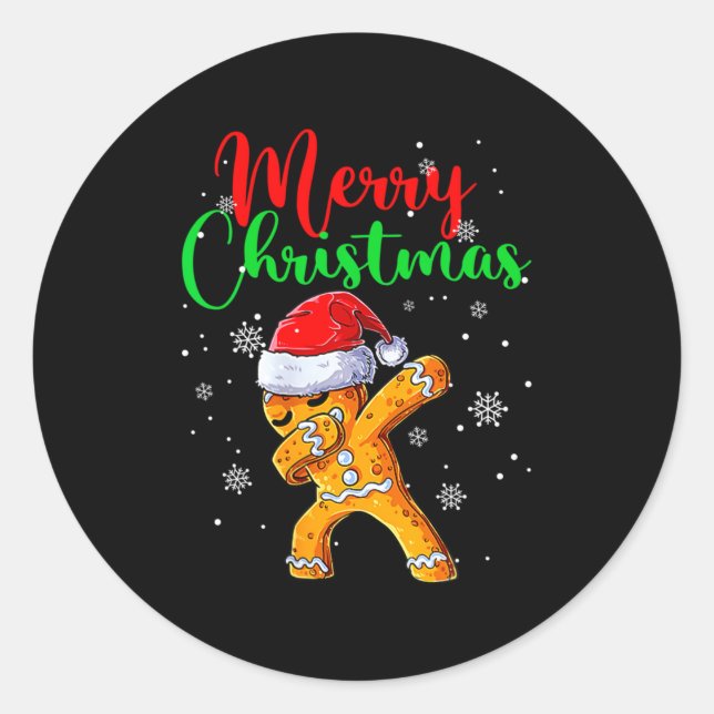 Sticker Rond Merry Christmas Dab Gingerbread Xmas Christmas Coo (Devant)