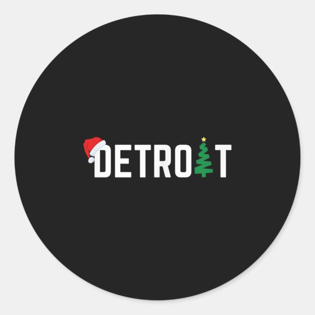 Sticker Rond Merry Christmas Detroit Happy Holidays Michigan Sa (Devant)