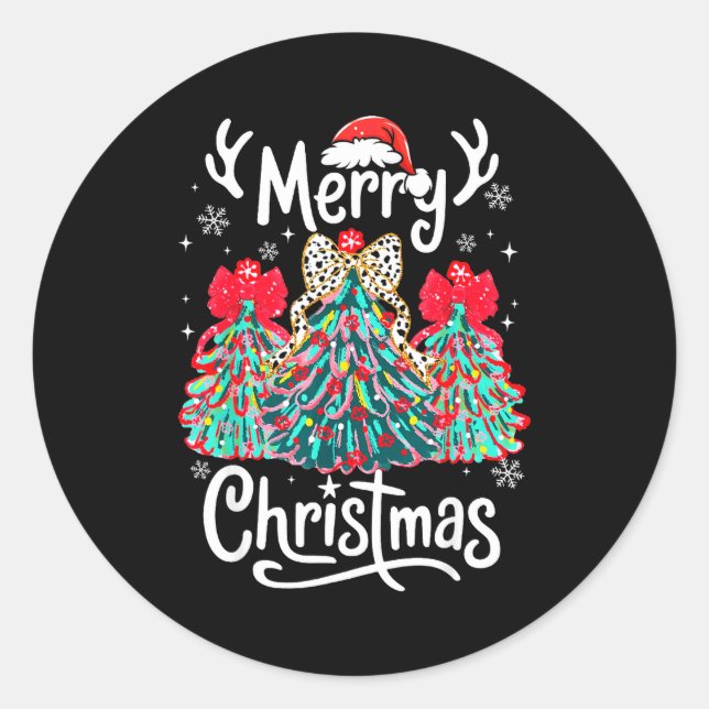 Sticker Rond Merry Christmas Family Funny Christmas Tree Women  (Devant)