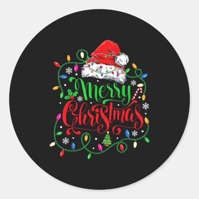 Sticker Rond Merry Christmas Family Funny Christmas Women Men X (Devant)