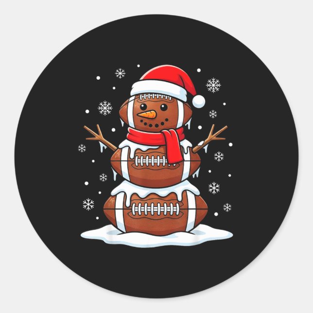 Sticker Rond Merry Christmas Football Snowman Holiday Srts Xmas (Devant)