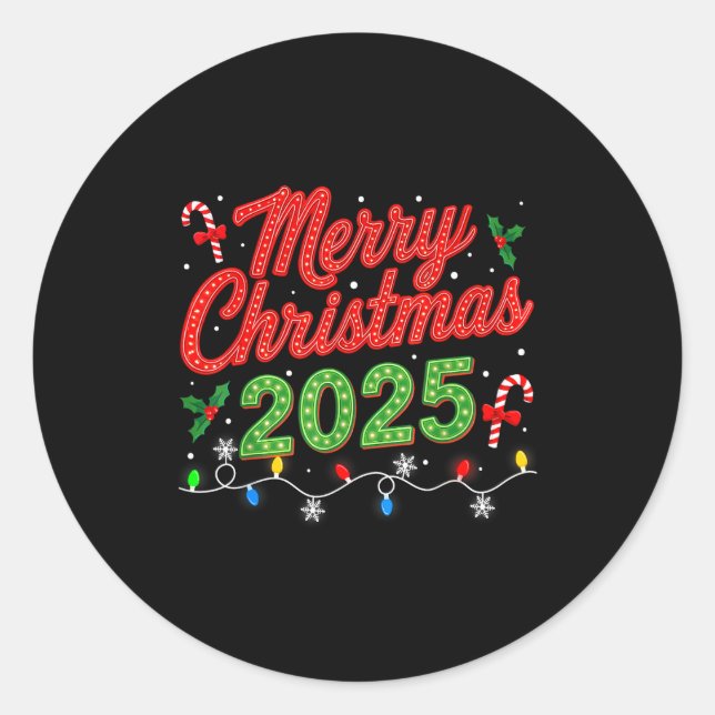 Sticker Rond Merry Christmas For Women Men Boys Youth Xmas  (Devant)
