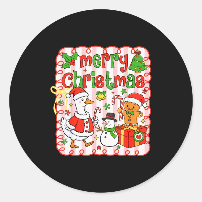Sticker Rond Merry Christmas Funny Merry Goosemas Christmas Sil (Devant)