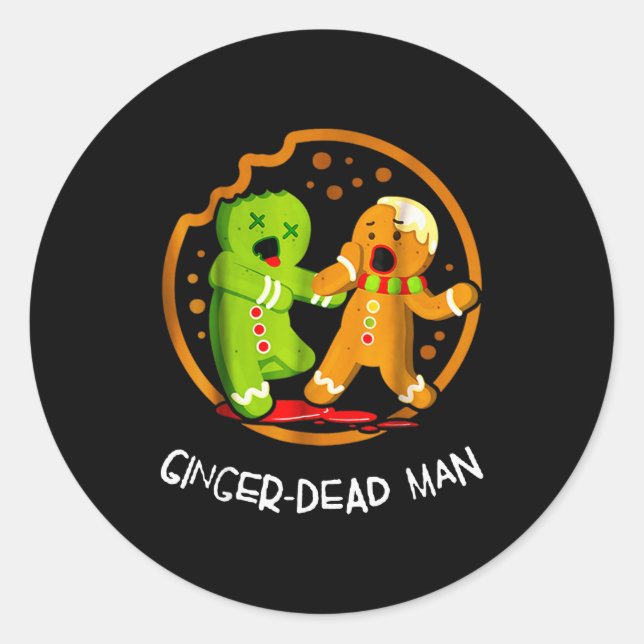 Sticker Rond Merry Christmas Ginger-dead Man Cookie Zombie Xmas (Devant)