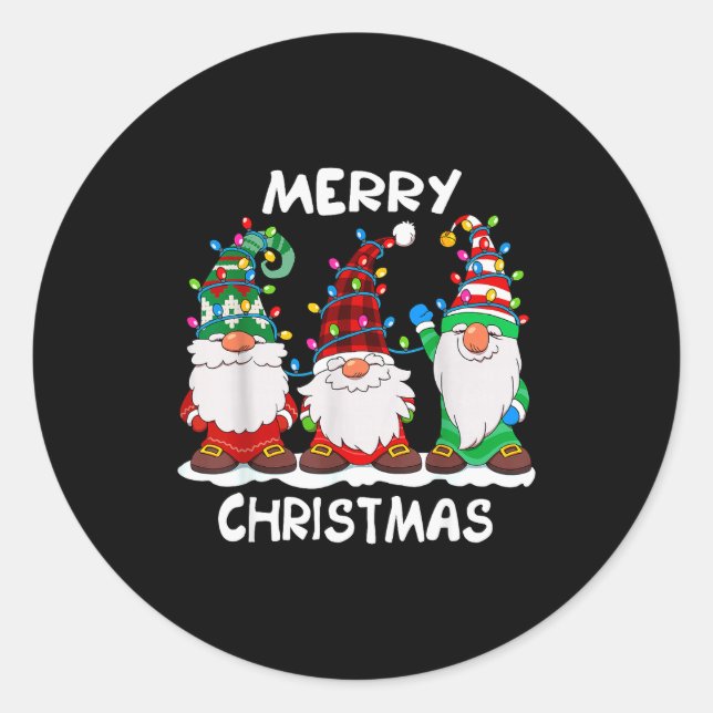 Sticker Rond Merry Christmas Gnomes Xmas Family Men Women  (Devant)