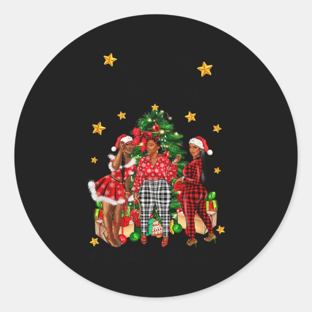 Sticker Rond Merry Christmas Happy New Year African American Bl (Devant)