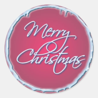 Sticker Rond MERRY CHRISTMAS & ICICLES par SHARON SHARPE