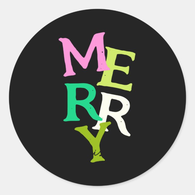 Sticker Rond Merry Christmas Modern Bright Holiday  (Devant)